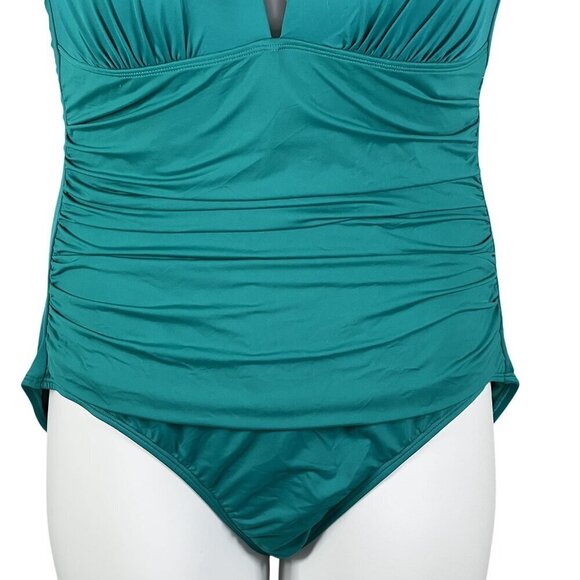 Lauren Ralph Lauren NWT Womens 16 Teal One Piece Halter Swimsuit Slimming Fit - Picture 6 of 14